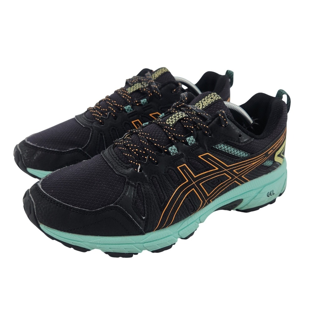 Asics Gel-Venture 7 Women 8.5W Wide Black Mint Trail Running Shoes 1012A477